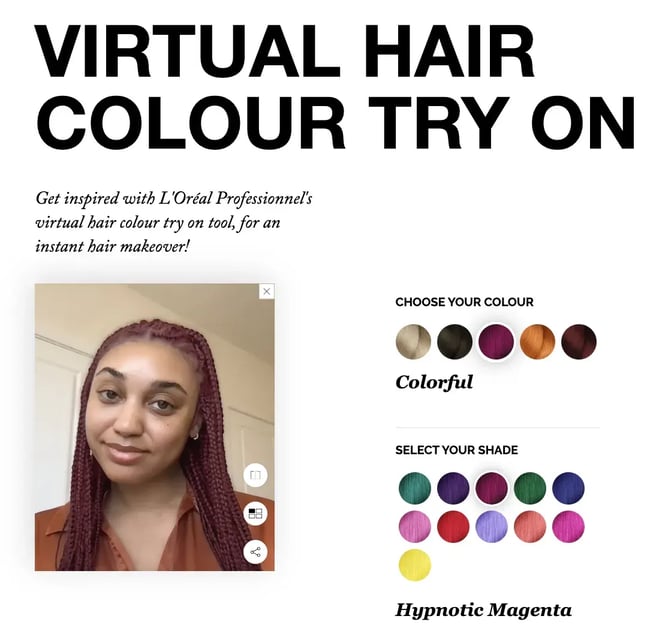 examples of AR in customer experience loreal style my hair app